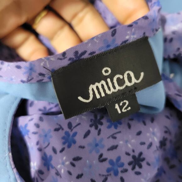 Mica Midi Slip Dress Purple Milkmaid Vintage Floral Sheer Chiffon 90s Medium - Picture 7 of 15
